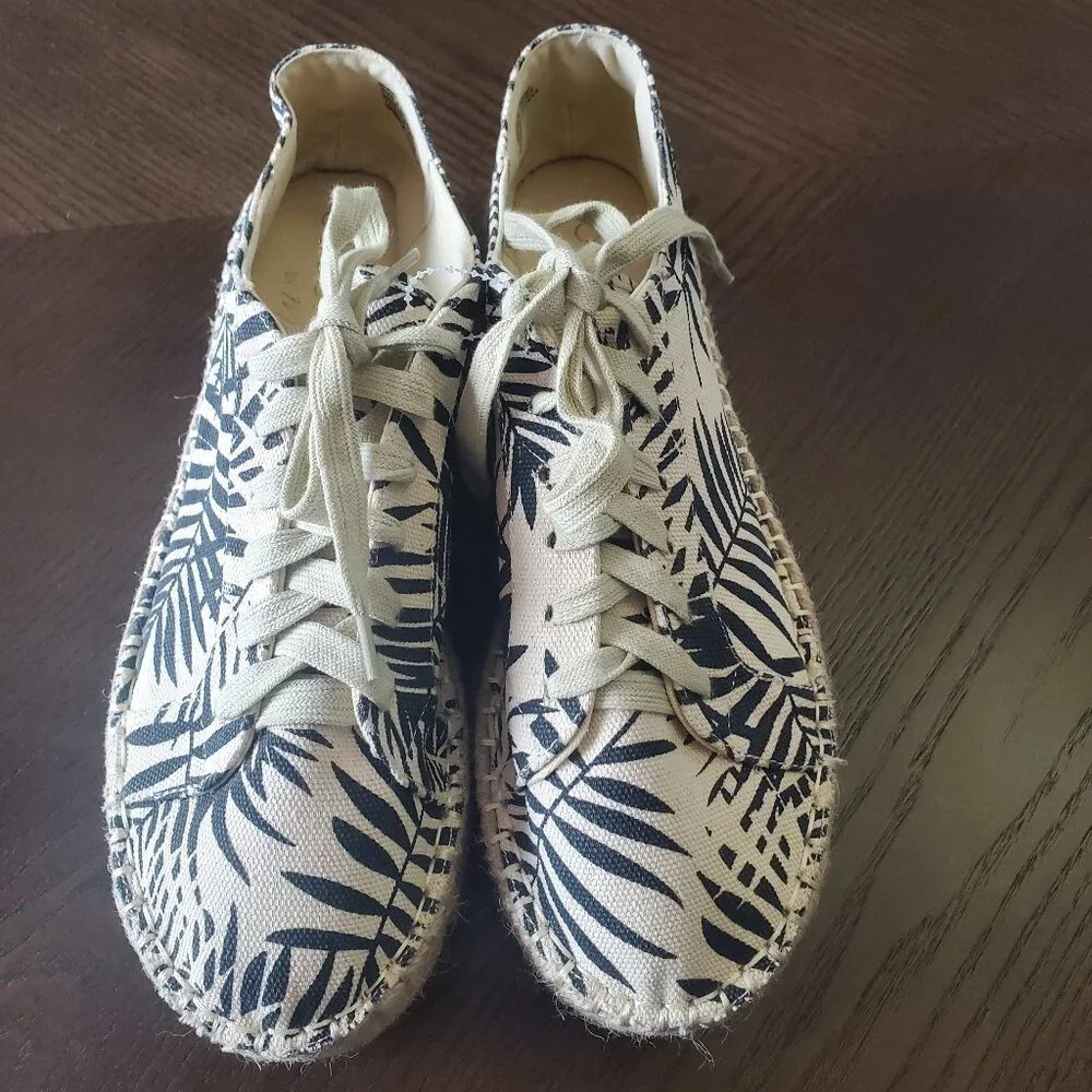 Coconuts by Matisse Cream and Navy Palm Print Espadrille Sneakers